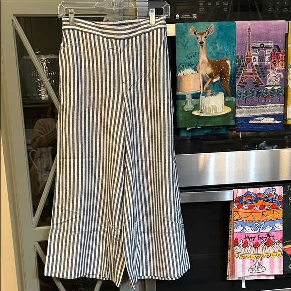 Banana Republic Pants - Banana Republic Navy and White Striped Wide Leg Crop Pants XS